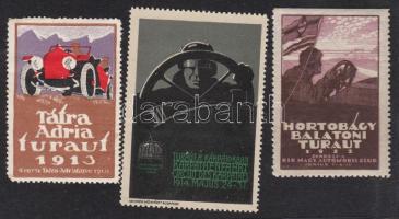 1913 Autóstúrák 3 klf levélzáró
