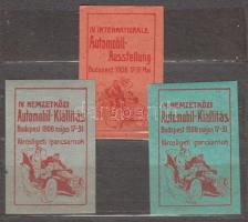 1908 Nemzetközi Autókiállítás 3 klf levélzáró