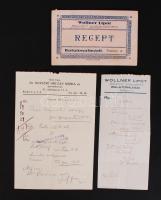 1930 Bp., Balatonalmádi, orvosi receptek Wollner Lipót "Balaton" gyógyszertára feliratú receptborítékában.