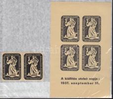 1937 Nyomtatványkiállítás levélzáró pár + fogazatlan emlékív