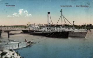 Komárom hajóállomás, gőzhajó / ship station, steamship (small tear)