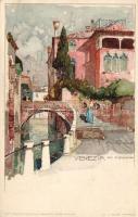 Venice, Venezia, Rio S. Cristoforo, litho s: Manuel Wielandt