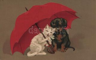 Dog and cat, litho (fl)