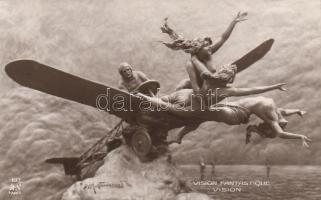 'Vision fantastique, Vision' Allegorie No. 197., Mastroianni sculptochromie art postcard, copyright by A. Noyer, 1912