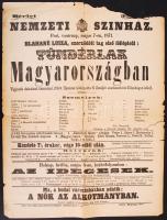1871 Pest, Nemzeti Színház plakátja, Blaha Lujza első fellépése a Tündérlak Magyarországban, kissé szakadt, 30x40 cm.