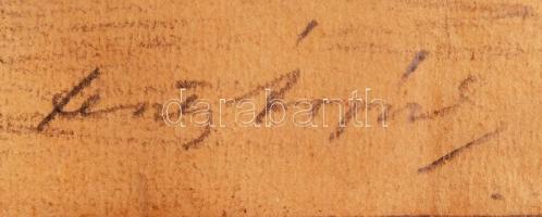 Feszty Árpád (1856-1914): Vitorlás. Ceruza, papír, jelzett, apró szakadás és folt, üvegezett keretbe...