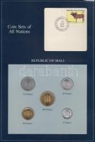 Mali 1961-77. 5Fr - 100Fr 5klf db, forgalmi szett felbélyegzett kartonlapon T:1 Republic of Mali 1961-77. 5 Franc - 100 Francs 5 different, coin set on cardboard with stamp C:UNC