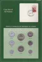 Yemen / Népköztársaság 1964-84. 1F - 250F 8klf db, forgalmi szett felbélyegzett kartonlapon T:1 Yemen / People's Republic 1964-84. 1 Fil - 250 Fils 8 different, coin set on cardboard with stamp C:UNC