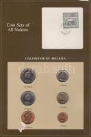 Szent Ilona 1984. 1p - 1Ł 6klf db, forgalmi szett felbélyegzett kartonlapon T:1 St. Helena 1984. 1 penny - 1 Pound 6 different, coin set on cardboard with stamp C:UNC