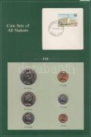 Fidzsi-szigetek 1982. 1c - 50c 6klf db, forgalmi szett felbélyegzett kartonlapon T:1 &lt;br/&gt;Fiji 1982. 1 cent - 50 cents 6 different, coin set on cardboard with stamp C:UNC