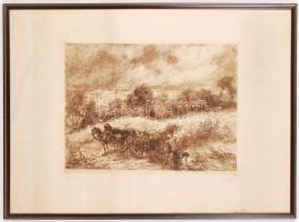 Elekfy Jenő (1895-1968): Ősszel. Rézkarc, papír, jelzett, üvegezett keretben 30×36 cm