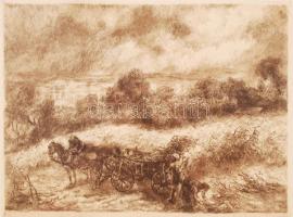 Elekfy Jenő (1895-1968): Ősszel. Rézkarc, papír, jelzett, üvegezett keretben 30×36 cm