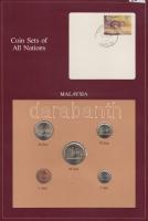 Malajzia 1981-83. 1S - 50S 5klf db, forgalmi szett felbélyegzett kartonlapon T:1 Malaysia 1981-83. 1 Sen - 50 Sen 5 different, coin set on cardboard with stamp C:UNC