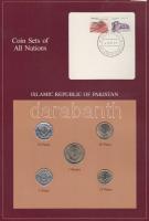 Pakisztán 1984. 5p - 1R 5klf db, forgalmi szett felbélyegzett kartonlapon T:1 Pakistan 1984. 5 Paisa - 1 Rupee 5 different, coin set on cardboard with stamp C:UNC