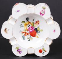 Herendi gyümölcsös hamutartó, kézzel festett, jelzett, hibátlan, d:15 cm