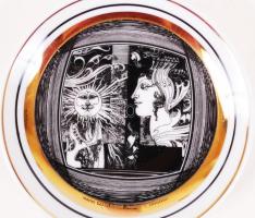 Hollóházi Szász Endre kis tálka pár, matricás, jelzett, hibátlan, d:7,5 cm