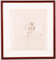 Zichy Mihály (1827-1906): Erotikus jelenet. Cinkográfia, üvegezett keretben, 29x26,5cm