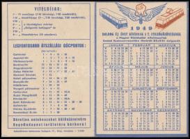 1949 Bp., Kártyanaptár, Boldog új évet kíván a Magyar Közlekedési Alkalmazottak Szabad Szakszervezet...