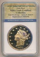 Amerikai Egyesült Államok 2003. "1870. 20$ Liberty" 24K-os aranyozásos fém replika plasztik tokban T:PP USA 2003. "1870. 20 Dollars Liberty" gilt COPY in plastic case C:PP