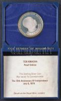 Malawi 1974. 10K "Függetlenség 10. évfordulója" T:PP eredeti díszdobozban, tanúsítvánnyal Malawi 1974. 10 Kwacha "10th Anniversary of Independence" C:PP in original case with certificate