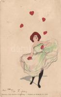 1899 Coeur Dame, Theo Stroefer's Kunstverlag, Postkarte der Modernen Nr. 5533, unsigned Raphael Kirchner art postcard (Rb)