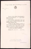 1941 Bp., Hóman Bálint (1885-1951) vallás- és közoktatásügyi politikus aláírása ösztöndíj adományozó...
