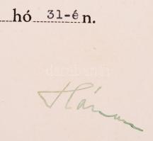 1941 Bp., Hóman Bálint (1885-1951) vallás- és közoktatásügyi politikus aláírása ösztöndíj adományozó...