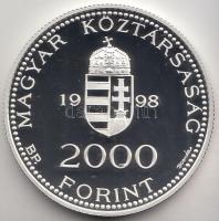 1998. 2000Ft Ag "Integráció az EU-ba - EURO II" T:PP dísztokban, tanúsítvánnyal! Adamo EM157