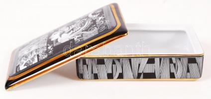 Szász Endre által tervezett Hollóházi jelzett porcelán doboz hibátlan állapotban / Faces designed by...