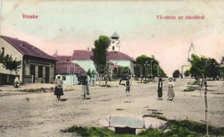 Bicske, Fő utca, iskola, templom (fl)
