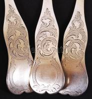 3 db ezüst (Ag) leveses kanál, jelzett /
silver soup spoons, 210 g