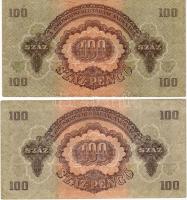 1944. 100P "V.H." (2x) mindkettőnél erősen eltolódott sorozatszámok lefelé, ill. fölfelé T...