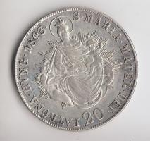 1843B 20Kr Ag "V. Ferdinánd" T:2- Huszár: 2081, Unger III.:1419.