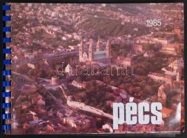 1985 Pécsi fotóalbum, 20 db színes fotóval, köztük 8 db légi fotó, 17x23 cm.