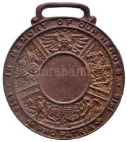 Amerikai Egyesült Államok / New York 1916. "Az első világháború Hőseinek emlékére" Br medál-kitüntetés osztrák-magyar vonatkozással/címerrel, hátlapon Lincoln idézettel. Szign.: Henry C°Zaro (12.61g/31.5x35mm) T:2- USA / New York 1916. "In Memory of Heroes - Pro Patria" Br decoration with austro-hungarian coat of arms. Sign: Henry C°Zaro (12.61g/31.5x35mm) C:VF