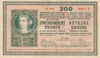 1918. 200K "2000-en felüli sorszám, sima hátlap" sorszám hátoldali gépszínátnyomatával! T:II-