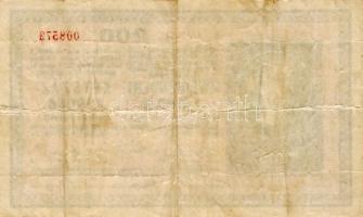 1918. 200K "2000-en felüli sorszám, sima hátlap" sorszám hátoldali gépszínátnyomatával! T:...