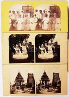 cca 1880-1890 India, 5 db keményhátú, feliratozott sztereofotó /
India, 5 stereo-photos with subtitl...