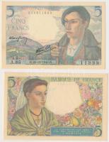 Franciaország 1943. 5Fr (3x) T:II,II-(egyiken apró tűlyukak) France 1943. 5 Francs (3x) C:XF,VF(one with tiny pin holes)