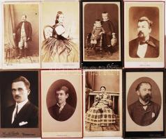 cca 1880-1910 Debreceni fotótörténeti leletek különféle műtermekből, 13 db kabinetfotó és vizitkárty...