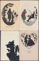 9 db régi, sziluett művészlap / 9 silhouette artist cards