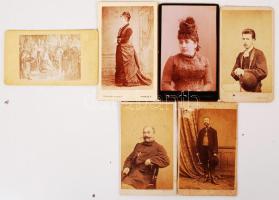 cca 1860-1880 Veress Ferenc kolozsvári fényképész felvételei, 5 db műtermi fotó és egy koronázásról szóló reprodukció, 6x10 cm.