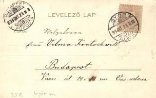 1899 Győr, Sétatéri kioszk, püspökvár, litho