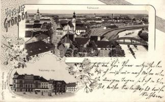 1899 Győr, Széchenyi tér, Rábaszer, floral litho (EK)