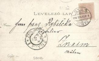 1899 Győr, Széchenyi tér, Rábaszer, floral litho (EK)