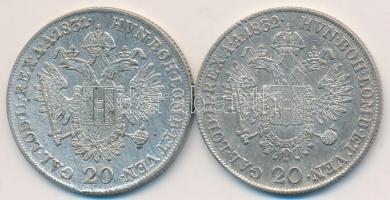 Ausztria 1831A 20Kr Ag +  1832A 20Kr Ag "I. Ferenc" T:2-
Austria 1831A 20 Kreuzer Ag + 183...