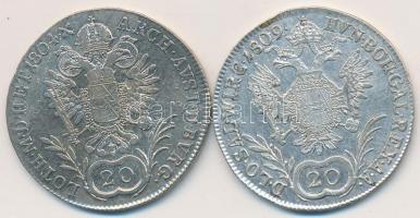 Ausztria 1804A 20Kr Ag +  1809A 20Kr Ag "I. Ferenc" T:2,2-
Austria 1804A 20 Kreuzer Ag + 1...