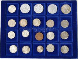 Hagyaték tétel nagyalakú plüsstálcás pénzkofferben (lezárható, 2db kulccsal), régi és új, 107db, benne 42db Ag, sok jobb, mint Liszt 25Ft + 50Ft Ag, 500Ft Ag emlékpénzek (4x), Liszt 2P Ag, 5K Ag, 2K Ag (4x), és még sok más T:1,2,3,4