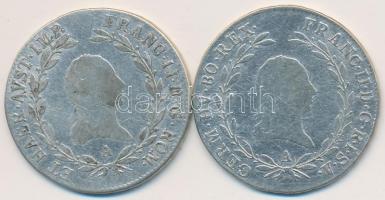 Ausztria 1804A 20Kr Ag +  1806A 20Kr Ag "I. Ferenc" T:2- Austria 1804A 20 Kreuzer Ag + 1806A 20 Kreuzer Ag  "Franz I" C:VF