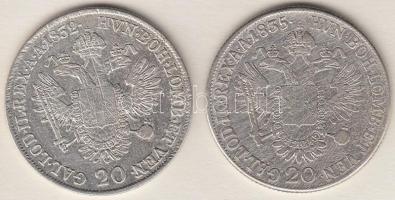 1832A 20Kr Ag + 1835B 20Kr Ag "I. Ferenc" T:2-